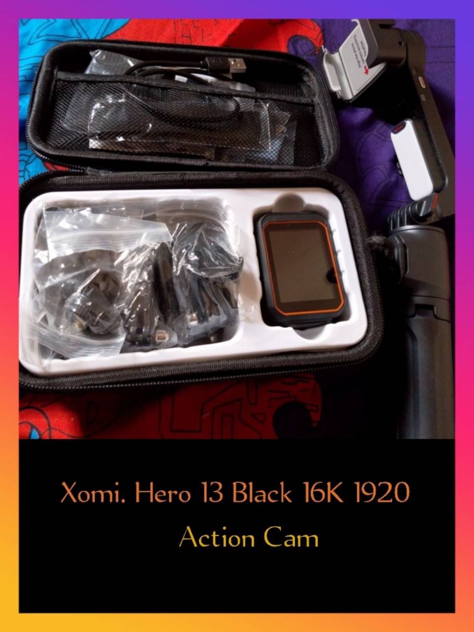 Action Cam xomi hero 13 black+ estabilizador dual axis A10 trípode
